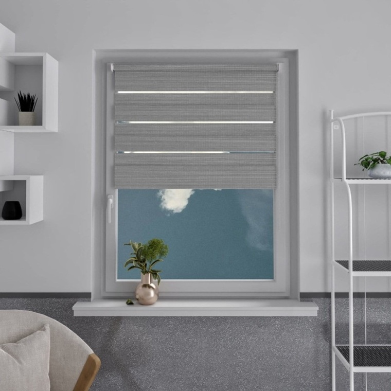 roleta dzien noc mini zaciemniajaca na&nbsp;wymiar pasiasty bezowo szary la27